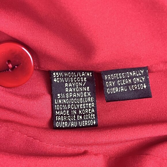 Dana Buchman Women 12 Red Lined Dressy Jacket Button Up Career Wool Blend Blazer - Picture 6 of 11